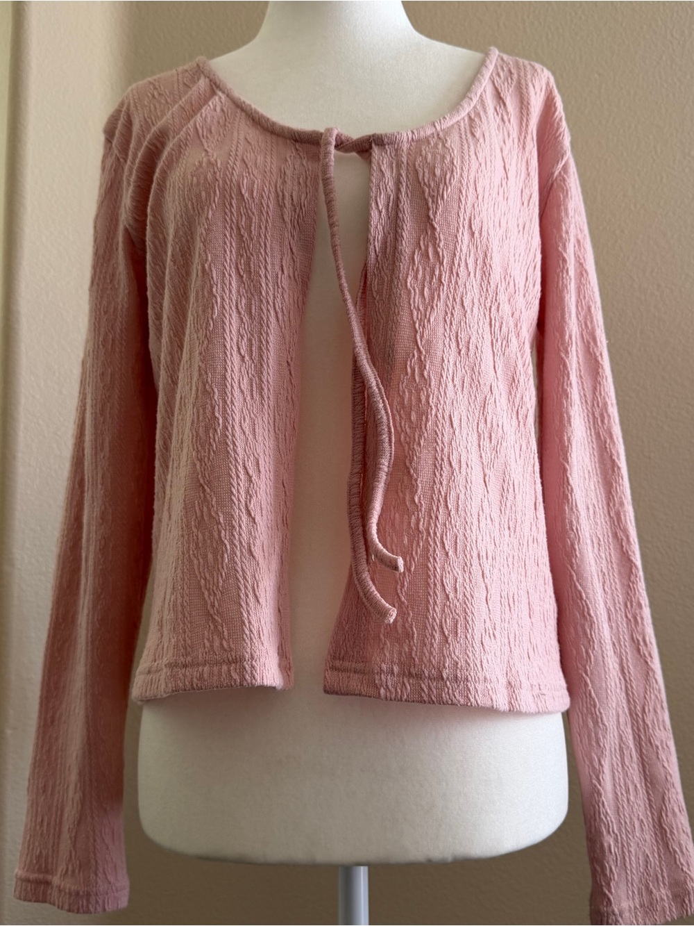 Pink knit tie front Cardigan